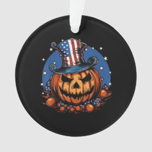 Patriotischer USA-Flaggen-Halloween-Kürbis Frauen, Ornament