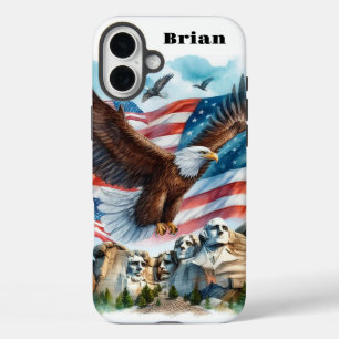 Patriotischer USA-Flaggen-Weißkopfseeadler-iPhone- iPhone 16 Plus Hülle