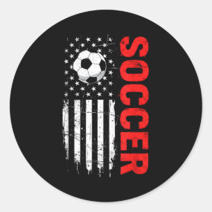 Patriotischer USA-Fußball mit amerikanischer Flagg Runder Aufkleber