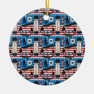 Patriotischer USA-Skateboarder beim Skateboarding Keramik Ornament
