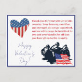 Patriotischer Valentinstag Militärsoldaten Feiertagspostkarte (Vorderseite)