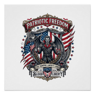 Patriotischer Vampir Freiheitslord Horror Monster Poster