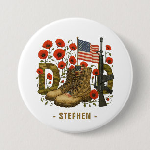 Patriotischer Vater - USA-Flagge mit Kampfstiefeln Button