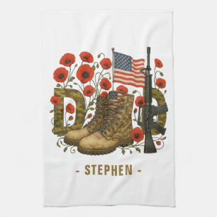 Patriotischer Vater - USA-Flagge mit Kampfstiefeln Geschirrtuch