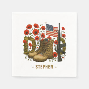 Patriotischer Vater - USA-Flagge mit Kampfstiefeln Serviette