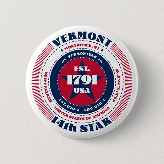 Patriotischer Vermont-Kreis mit Staat-Details Button (Vorderseite)