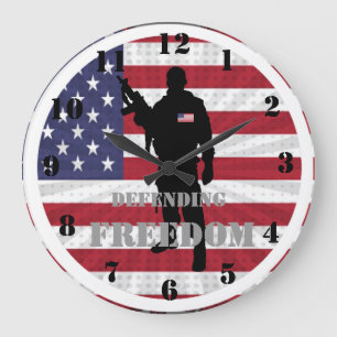 Patriotischer Verteidiger der Freiheit Amerikanisc Große Wanduhr