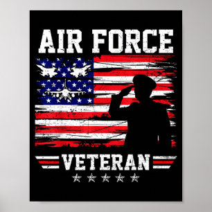 Patriotischer Veteran der Luftwaffe USAF-Flagge Am Poster