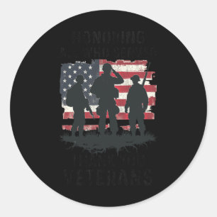 Patriotischer Veteranentag ehrt alle, die Ame gedi Runder Aufkleber