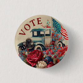 Patriotischer Vintage-LKW Button
