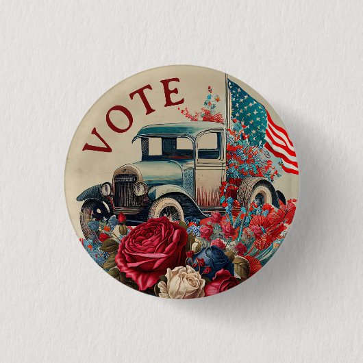 Patriotischer Vintage-LKW Button (Vorderseite)