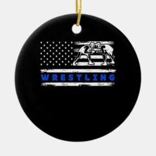Patriotischer Vintage-USA-Amerikanischer-Flagge-Ri Keramik Ornament