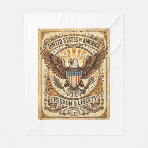Patriotischer Vintage-Weißkopfseeadler abgenutzt Fleecedecke