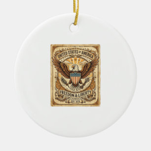 Patriotischer Vintage-Weißkopfseeadler abgenutzt Keramik Ornament