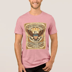 Patriotischer Vintage-Weißkopfseeadler abgenutzt Tri-Blend Shirt