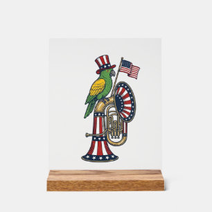 Patriotischer Vogel Vintage-Stich Musik-Shirt-Desi Acrylschild