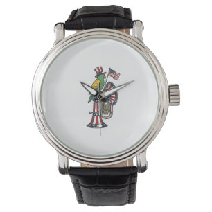Patriotischer Vogel Vintage-Stich Musik-Shirt-Desi Armbanduhr
