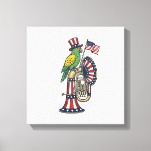Patriotischer Vogel Vintage-Stich Musik-Shirt-Desi Leinwanddruck