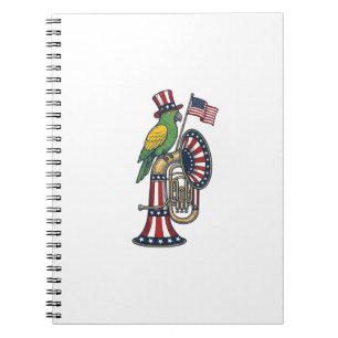 Patriotischer Vogel Vintage-Stich Musik-Shirt-Desi Notizblock