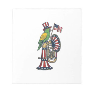 Patriotischer Vogel Vintage-Stich Musik-Shirt-Desi Notizblock