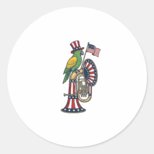 Patriotischer Vogel Vintage-Stich Musik-Shirt-Desi Runder Aufkleber