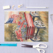 Patriotischer Wagen mit Blume und Flag-Decoupage Seidenpapier (Handwerk)