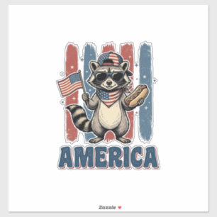Patriotischer Waschbär Amerika Vintage-Shirt-Desig Aufkleber