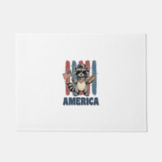 Patriotischer Waschbär Amerika Vintage-Shirt-Desig Fußmatte