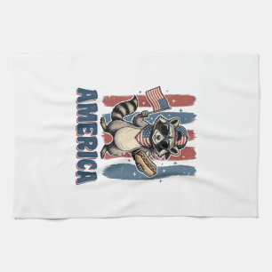 Patriotischer Waschbär Amerika Vintage-Shirt-Desig Geschirrtuch
