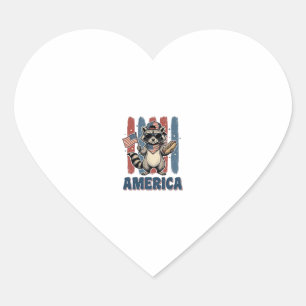 Patriotischer Waschbär Amerika Vintage-Shirt-Desig Herz-Aufkleber