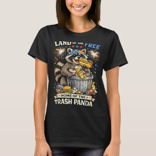 Patriotischer Waschbär Land der Freien 4. Juli T-Shirt