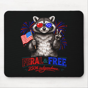 Patriotischer Waschbär Wild und Frei 250. Mousepad