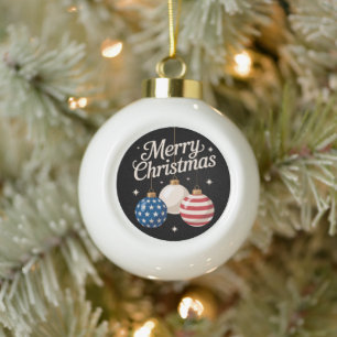Patriotischer Weihnachten Amerikanischer Flaggen-S Keramik Kugel-Ornament