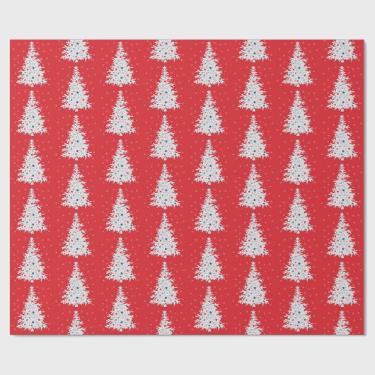 Patriotischer Weihnachtsbaum auf Rot mit Schneeflo Geschenkpapier (Flach)