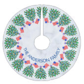 Patriotischer Weihnachtsbaum Coole amerikanische F Polyester Weihnachtsbaumdecke (Vorderseite)