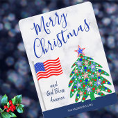 Patriotischer Weihnachtsbaum Gott segne Amerika Feiertagskarte