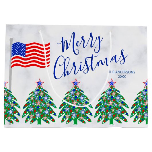 Patriotischer Weihnachtsbaum, Militär oder Wachper Große Geschenktüte (Rückseite)