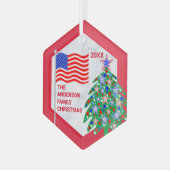 Patriotischer Weihnachtsbaum Red Text Cool USA Fla Ornament Aus Glas (Vorderseite Links)