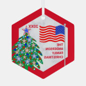 Patriotischer Weihnachtsbaum Red Text Cool USA Fla Ornament Aus Glas (Rückseite)