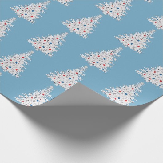 Patriotischer Weihnachtsbaum Rot, weiß, blau Geschenkpapier (Ecke)