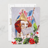 Patriotischer Weihnachtshund Feiertagspostkarte (Vorne/Hinten)