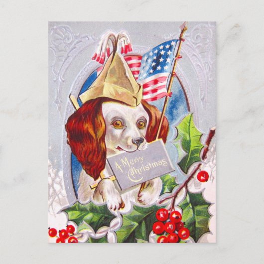 Patriotischer Weihnachtshund Feiertagspostkarte (Vorderseite)