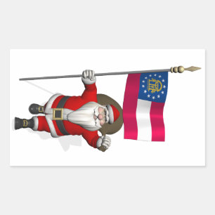 Patriotischer Weihnachtsmann besucht Georgien Rechteckiger Aufkleber