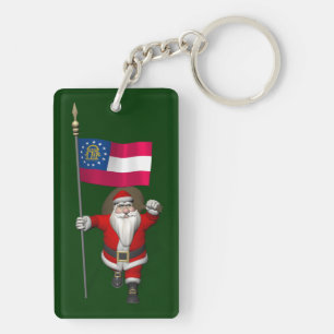 Patriotischer Weihnachtsmann besucht Georgien Schlüsselanhänger