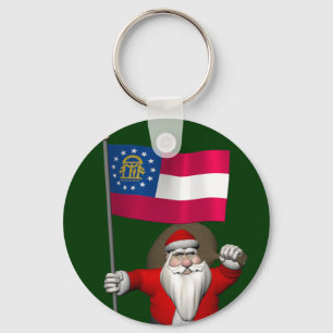 Patriotischer Weihnachtsmann besucht Georgien Schlüsselanhänger