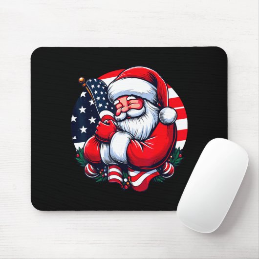 Patriotischer Weihnachtsmann Männer Frauen USA-Fla Mousepad (Mit Mouse)