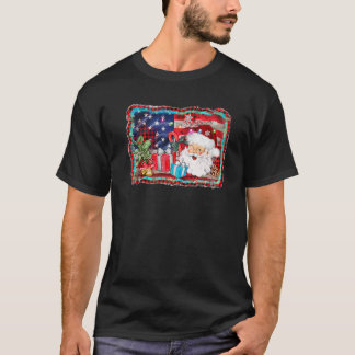 Patriotischer Weihnachtsmann mit amerikanischem Fl T-Shirt