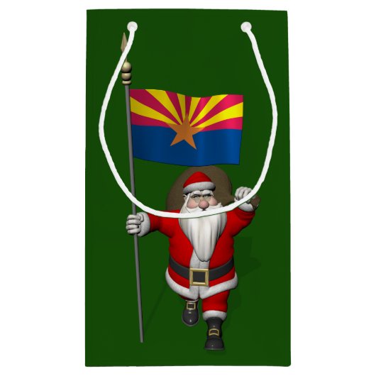 Patriotischer Weihnachtsmann mit der Flagge von Ar Kleine Geschenktüte (Rückseite)