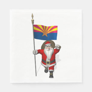 Patriotischer Weihnachtsmann mit der Flagge von Ar Serviette