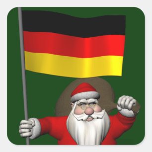 Patriotischer Weihnachtsmann mit deutschem Abschlu Quadratischer Aufkleber